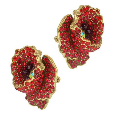 Details of Wildflower Garden Crystal Poppy Button Earrings