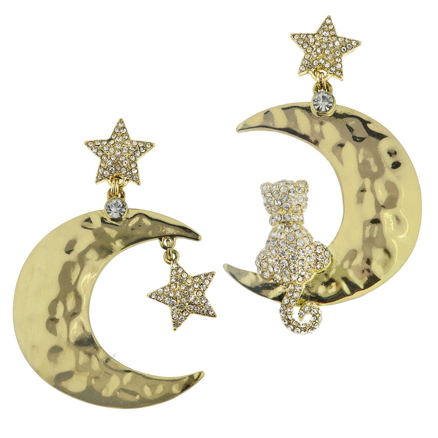 Heidi Daus®"Moon-Age Dreams" Crystal Cat & Moon Dangle Earrings