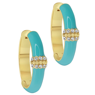 Heidi Daus®"Slim Pickens" Crystal & Enamel Hoop Earrings
