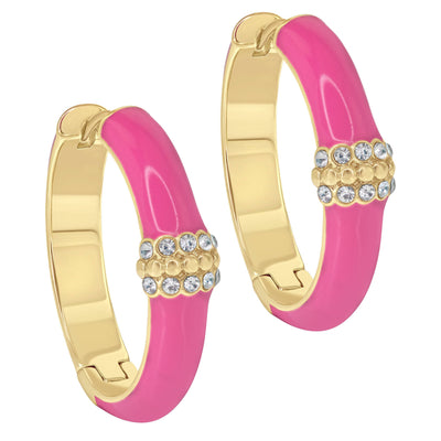 Heidi Daus®"Slim Pickens" Crystal & Enamel Hoop Earrings