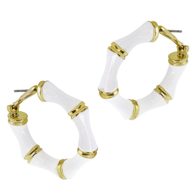 Heidi Daus®"Bamboo Garden" Enamel Hoop Earrings