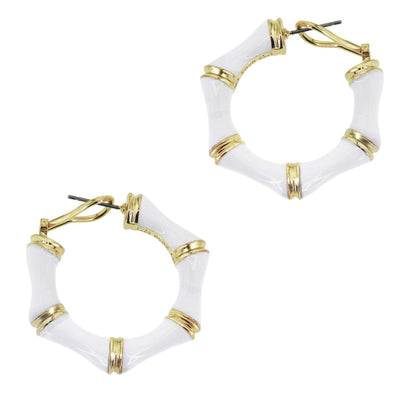Heidi Daus®"Bamboo Garden" Enamel Hoop Earrings
