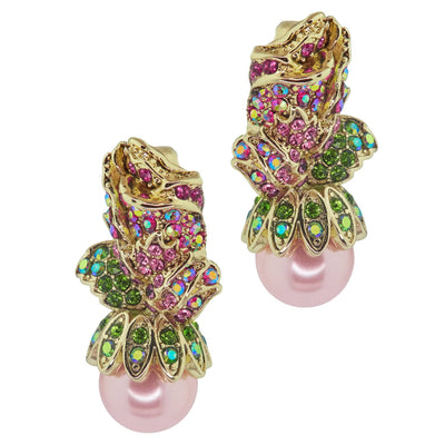 Heidi Daus®"A Rose Is A Rose" Crystal Button Rose Earrings