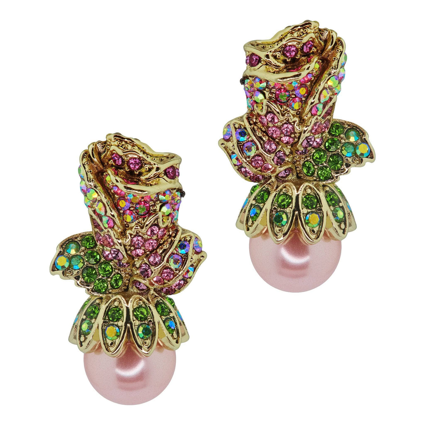 Heidi Daus®"A Rose Is A Rose" Crystal Button Rose Earrings