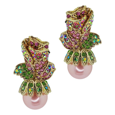 Heidi Daus®"A Rose Is A Rose" Crystal Button Rose Earrings