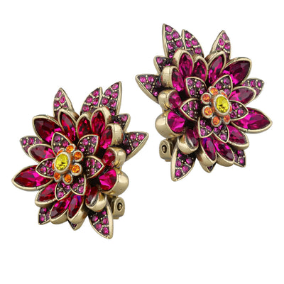 HEIDI DAUS®"Water Lilly" Crystal Floral Button Earrings