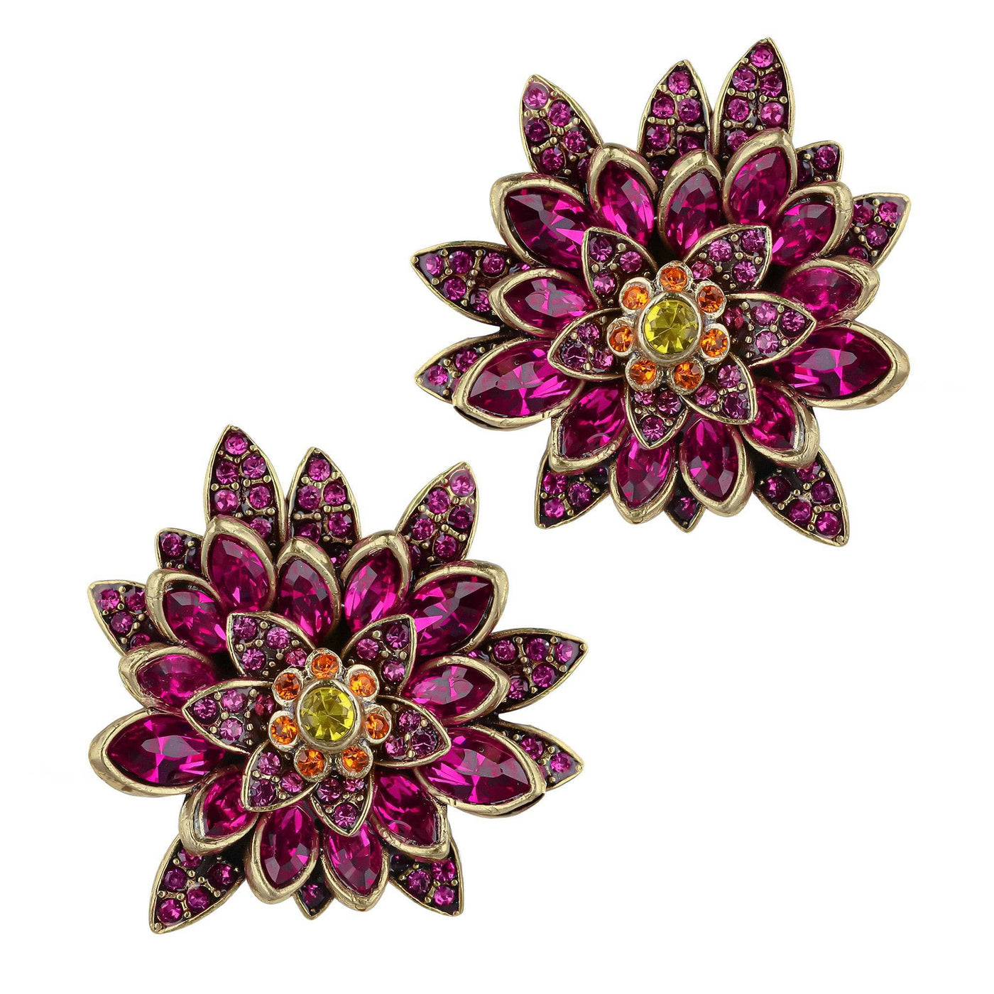HEIDI DAUS®"Water Lilly" Crystal Floral Button Earrings