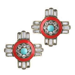 HEIDI DAUS®"Southwest Sparkle" Crystal & Enamel Button Earrings HEIDI DAUS®