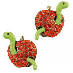 HEIDI DAUS® "Trick Or Treat" Wormy Apple Earrings