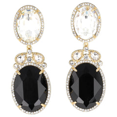 Heidi Daus Moda Roma Grandezza dangle earrings in jet black and clear crystals — product detail, view 1