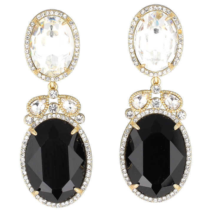 Heidi Daus Moda Roma Grandezza dangle earrings in jet black and clear crystals — product detail, view 1