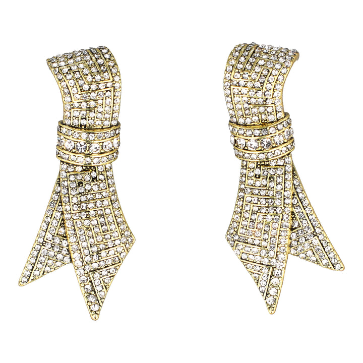 Heidi Daus® "Greek Key" Crystal Bow Earrings — view 1