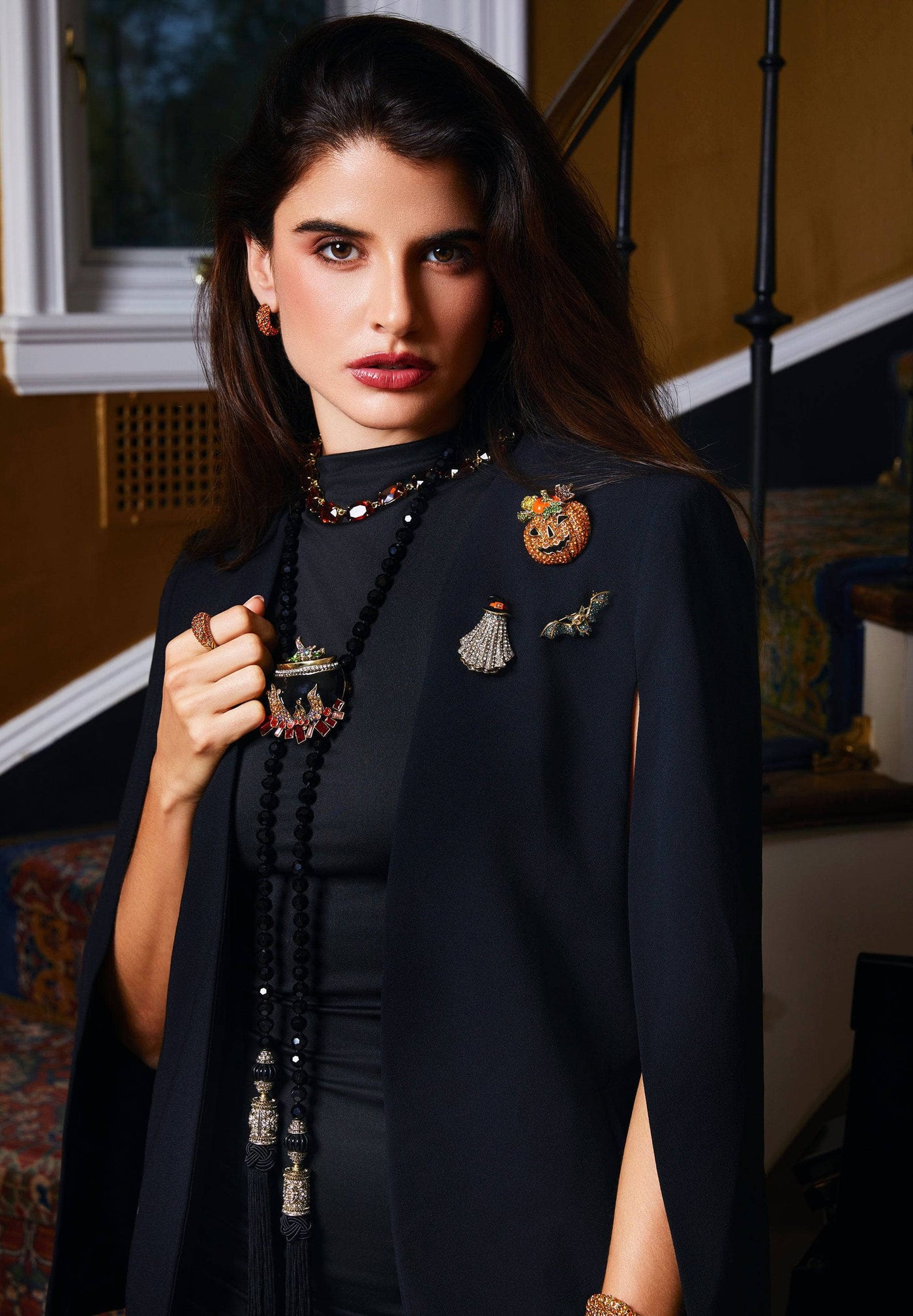 Heidi Daus® “Haunted Harvest Sparkle Trio” Halloween Crystal Pin/Brooch Set – Pumpkin, Ghost & Bat