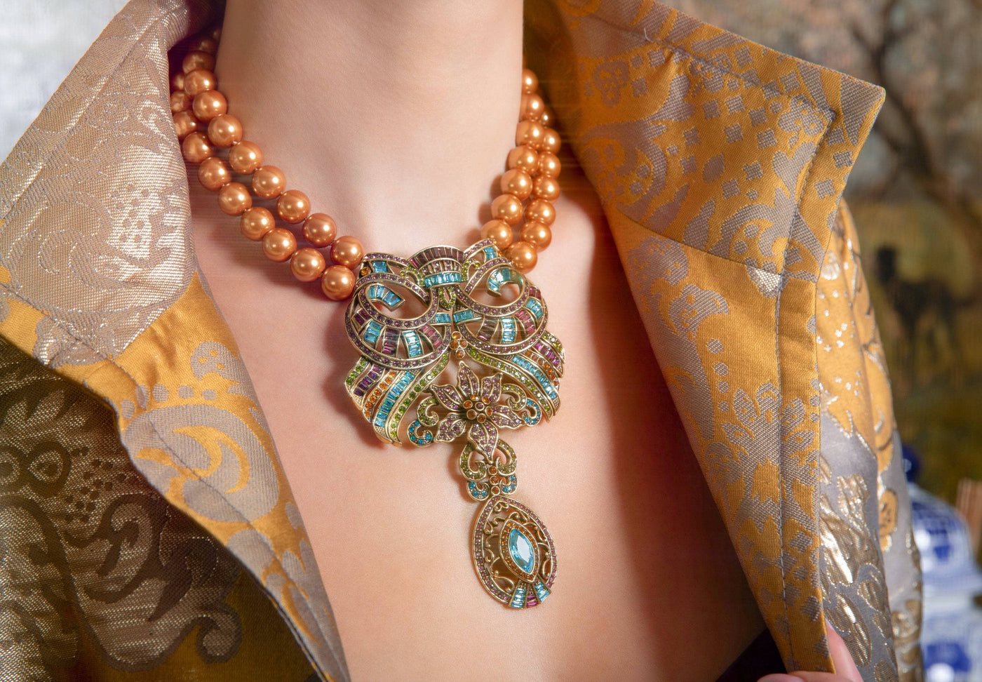 Heidi Daus®"Esmeralda" Beaded Crystal Floral Necklace