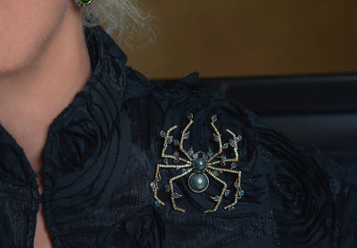 HEIDI DAUS® "Garden Spider" Beaded Crystal Halloween Spider Pin