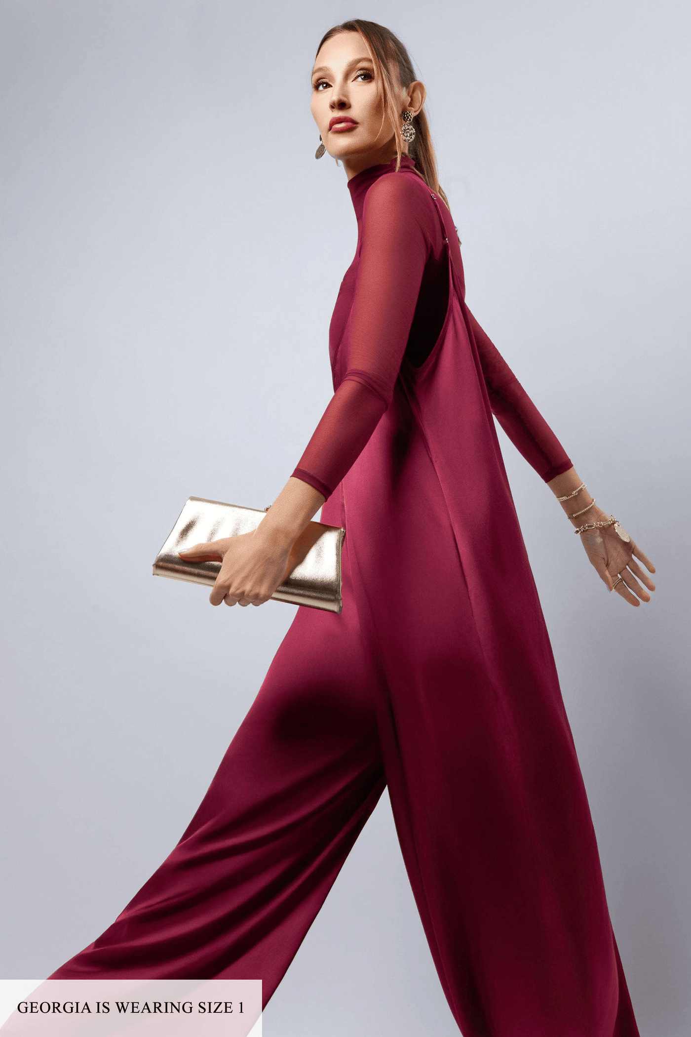 HEIDI DAUS®"New Elegance" Satin Wide Leg Jumpsuit