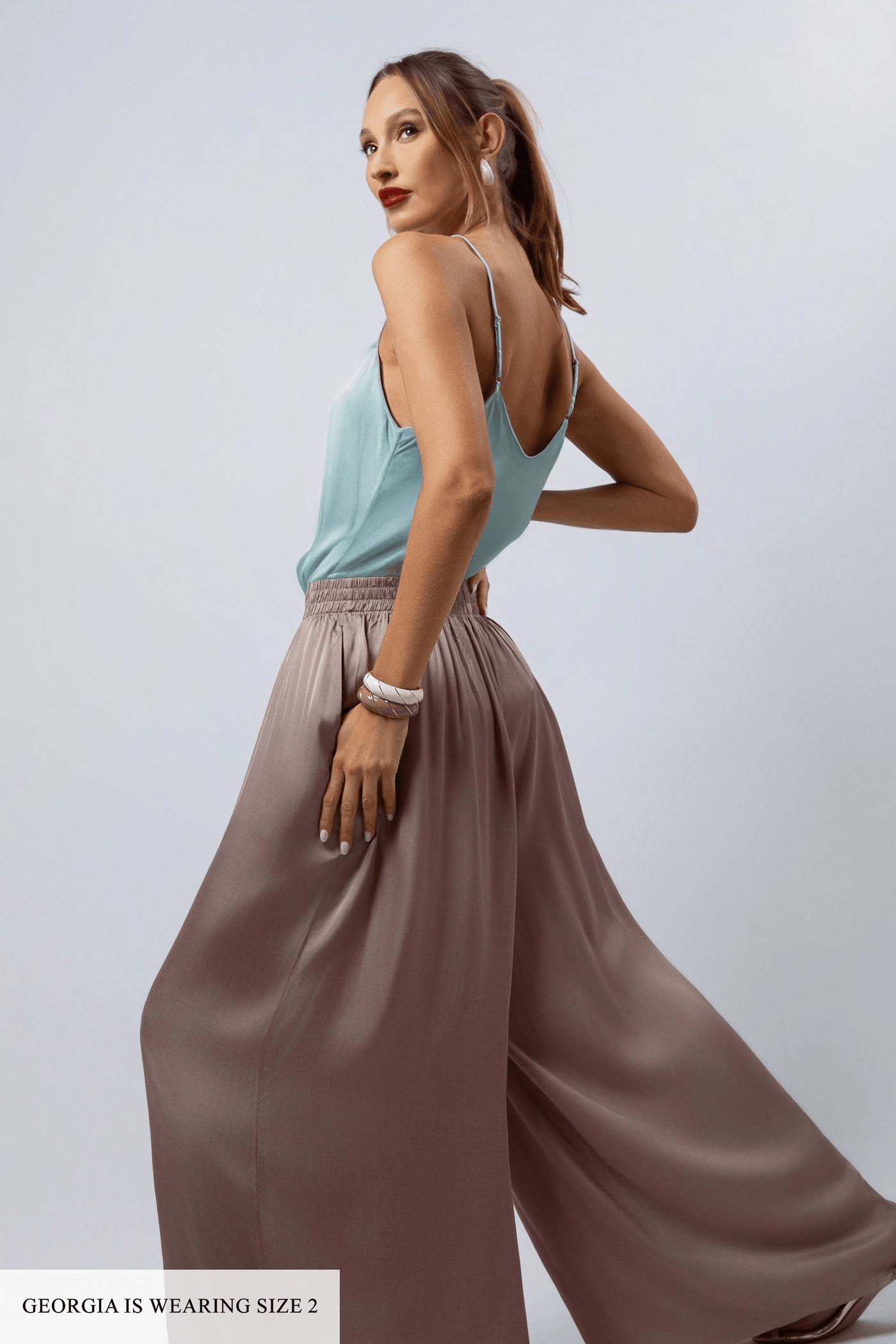 HEIDI DAUS® "New Elegance" Satin Wide Leg Pants
