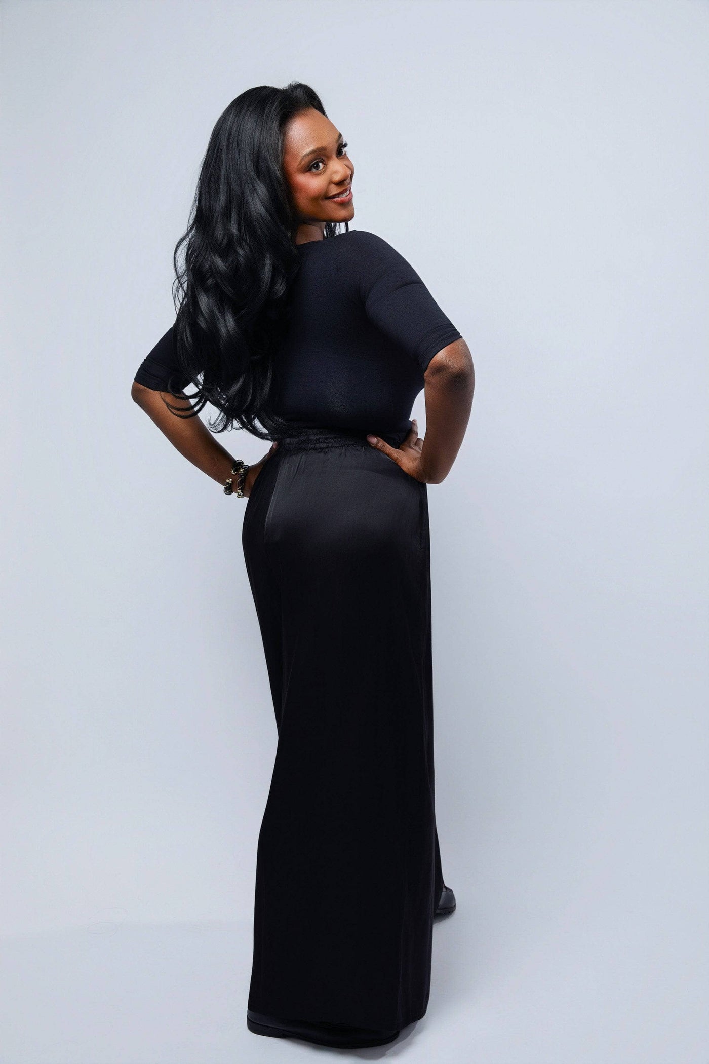 HEIDI DAUS® "New Elegance" Satin Wide Leg Pants