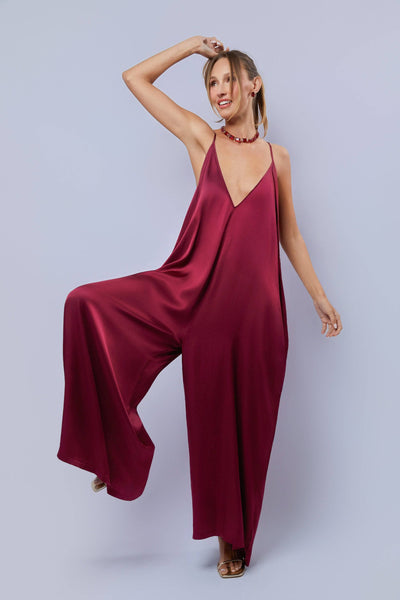 HEIDI DAUS®"New Elegance" Satin Wide Leg Jumpsuit