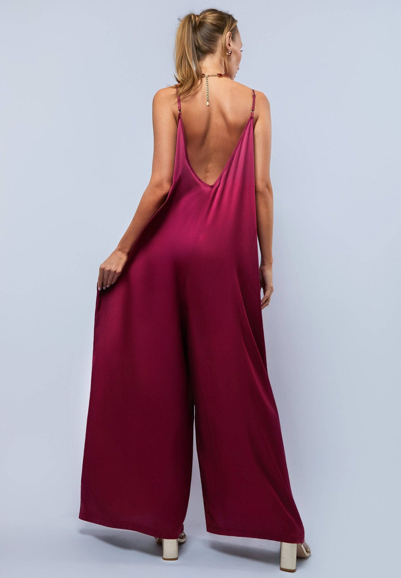 HEIDI DAUS®"New Elegance" Satin Wide Leg Jumpsuit