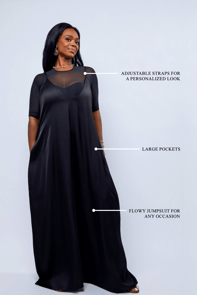 HEIDI DAUS®"New Elegance" Satin Wide Leg Jumpsuit