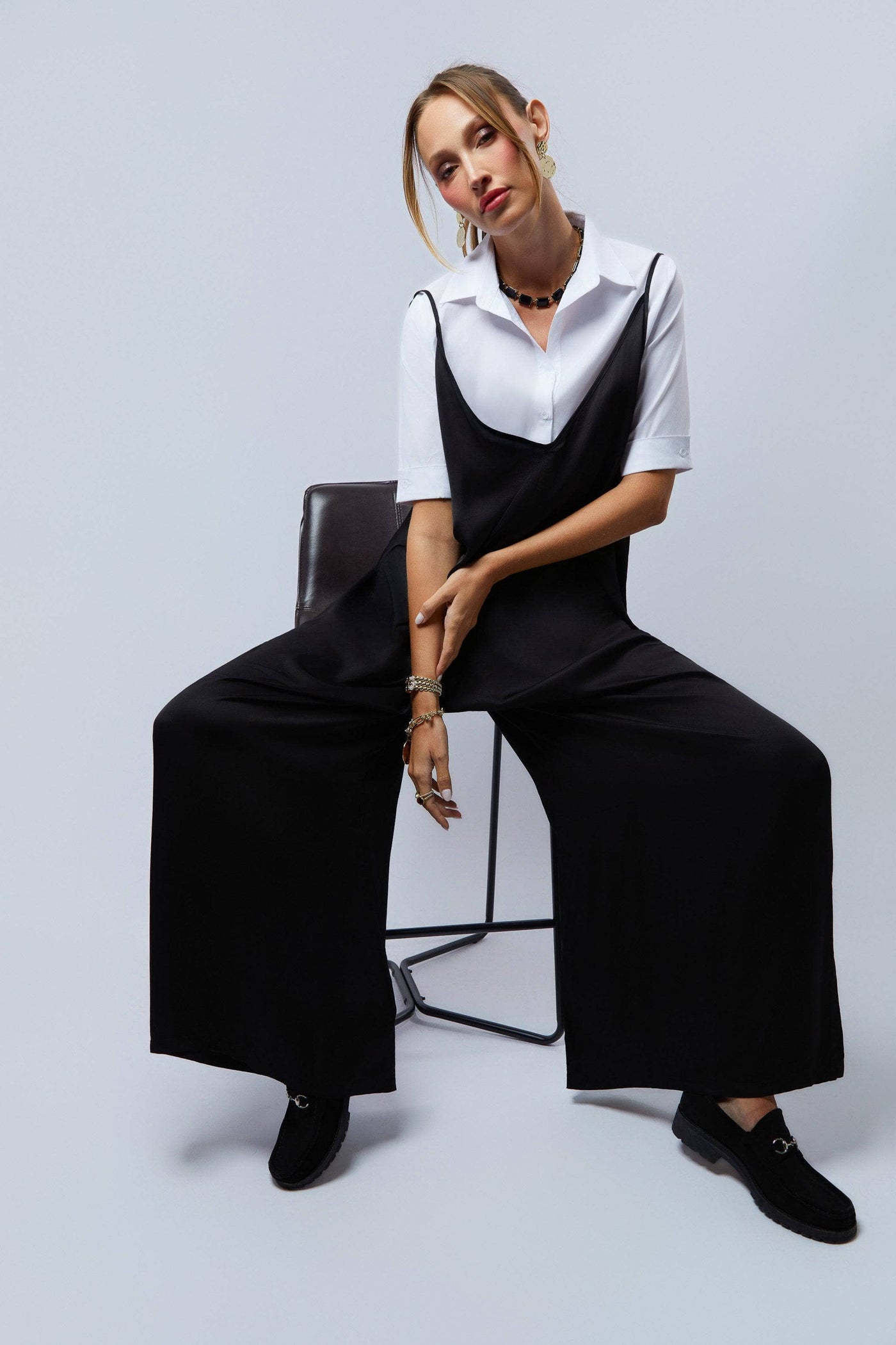 HEIDI DAUS®"New Elegance" Satin Wide Leg Jumpsuit