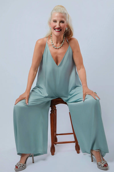 HEIDI DAUS®"New Elegance" Satin Wide Leg Jumpsuit