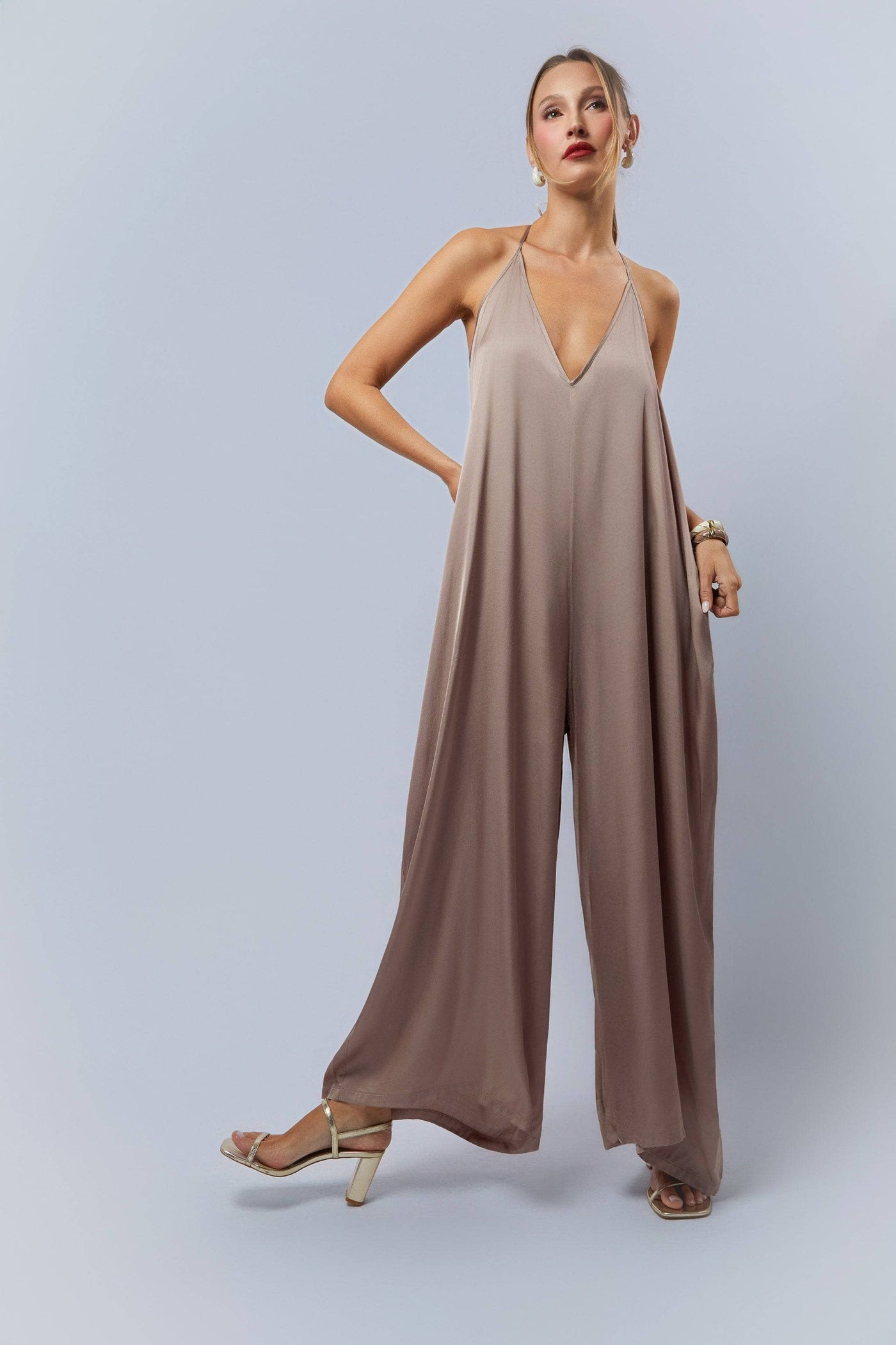 HEIDI DAUS®"New Elegance" Satin Wide Leg Jumpsuit