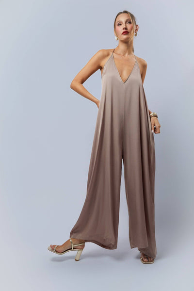HEIDI DAUS®"New Elegance" Satin Wide Leg Jumpsuit