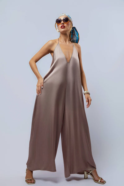 HEIDI DAUS®"New Elegance" Satin Wide Leg Jumpsuit