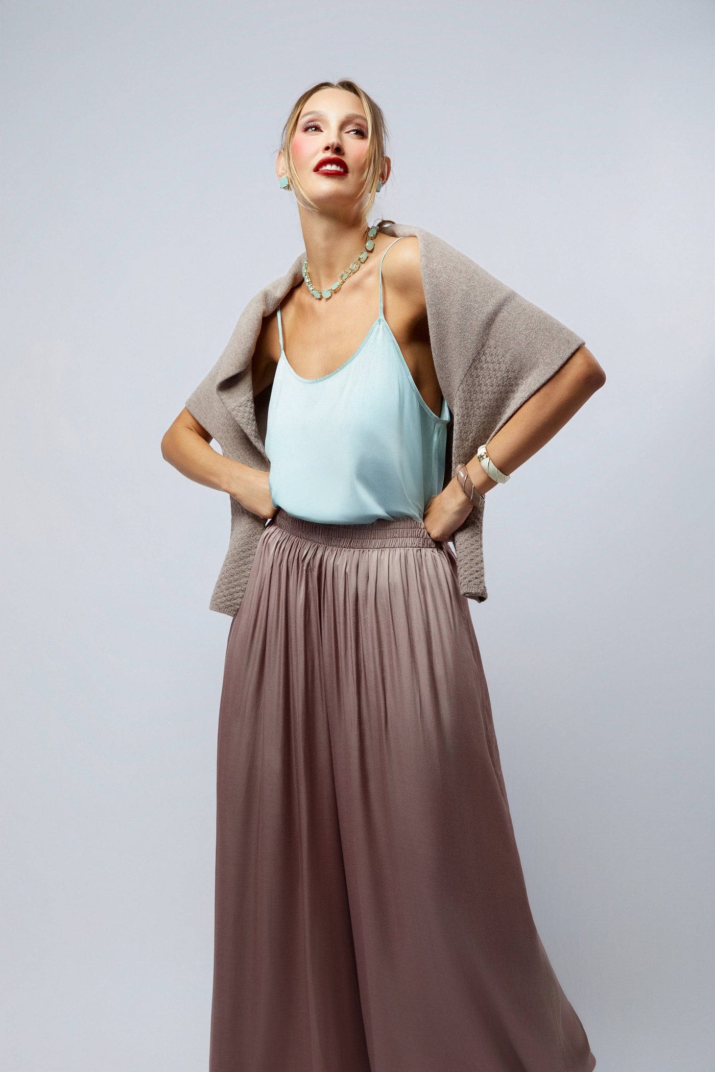 HEIDI DAUS® "New Elegance" Satin Wide Leg Pants