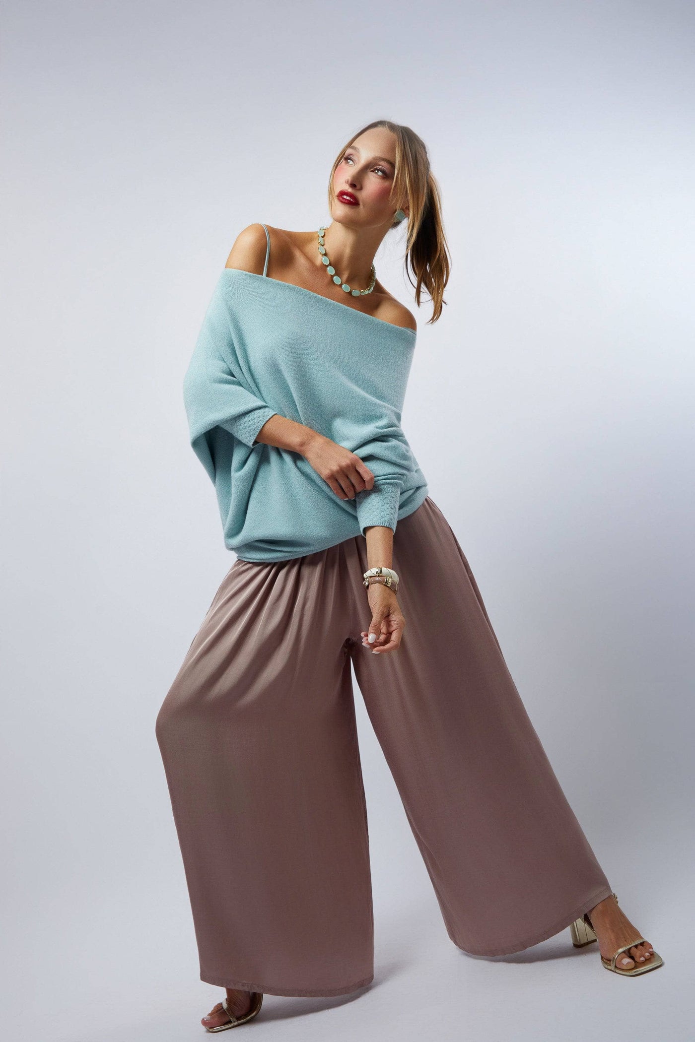 HEIDI DAUS® "New Elegance" Satin Wide Leg Pants