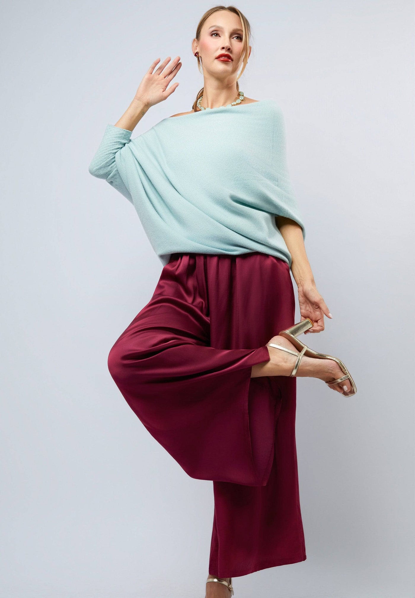 HEIDI DAUS® "New Elegance" Satin Wide Leg Pants