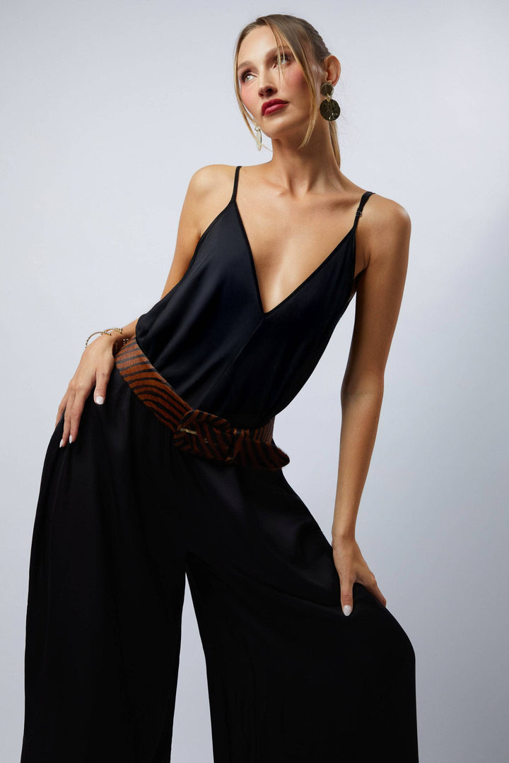 HEIDI DAUS® "New Elegance" Satin Wide-Leg Jumpsuit