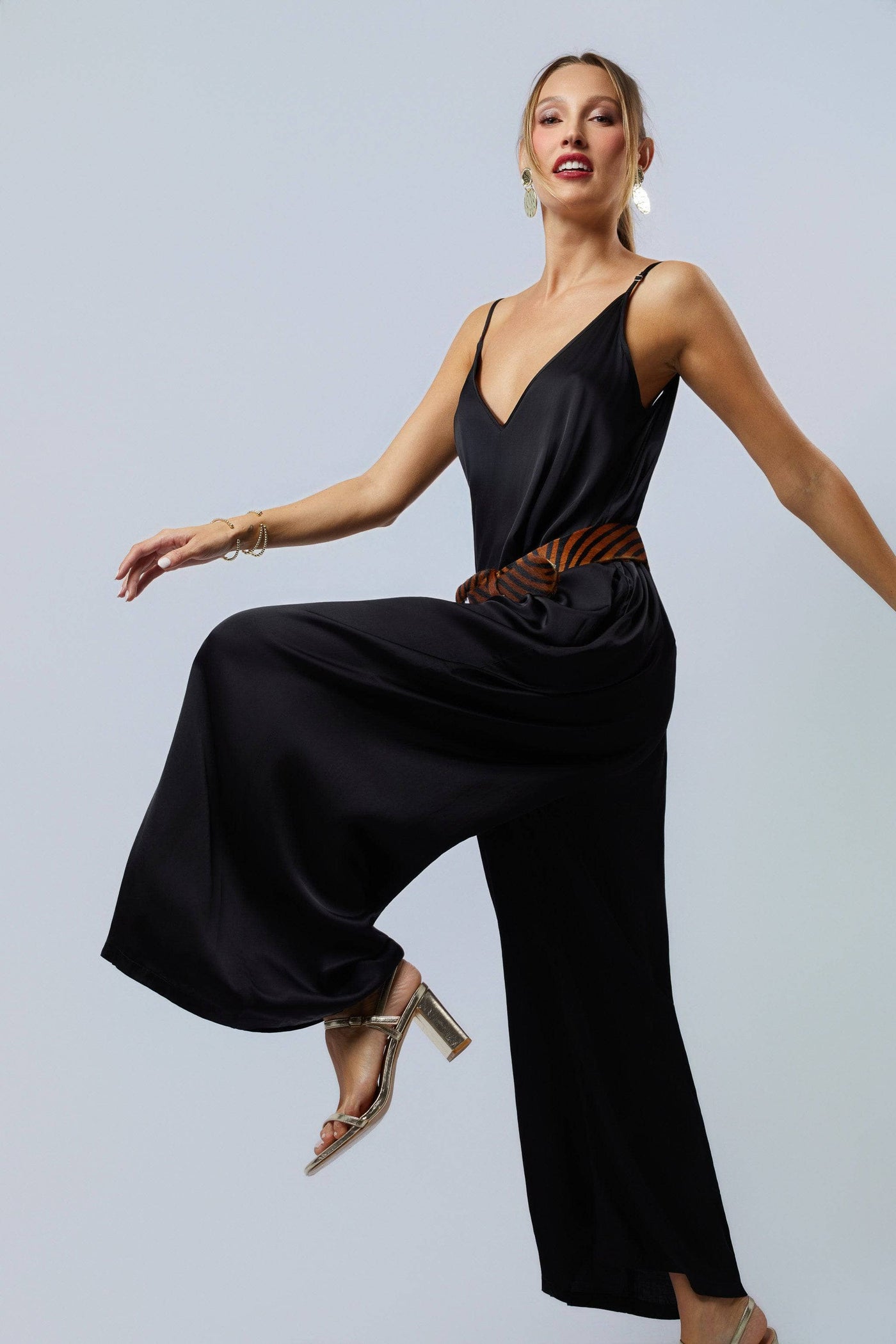 HEIDI DAUS®"New Elegance" Satin Wide Leg Jumpsuit