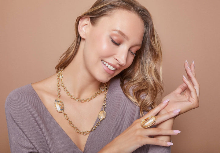 Harlow &amp; Dylan by HEIDI DAUS®"Painted Desert Agate" Station Necklace HEIDI DAUS®