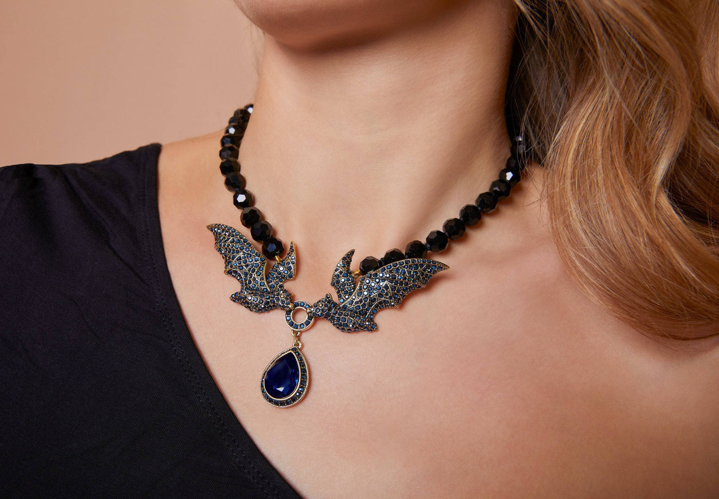 HEIDI DAUS®"Night Flyer" Beaded Crystal Bat Necklace