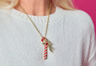 Heidi Daus®"Candy Cane" Crystal & Enamel Holiday Necklace