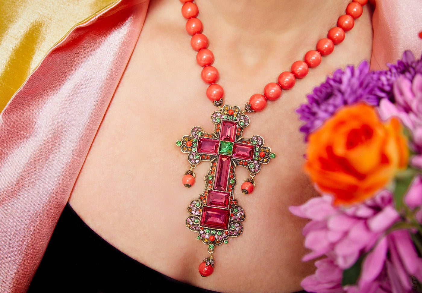 HEIDI DAUS®"Faithful Expressions" Beaded Crystal Cross Necklace