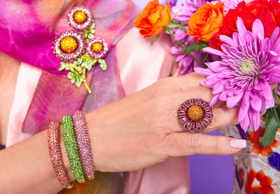 HEIDI DAUS®"Dazzling Dahlia" Crystal Floral Ring