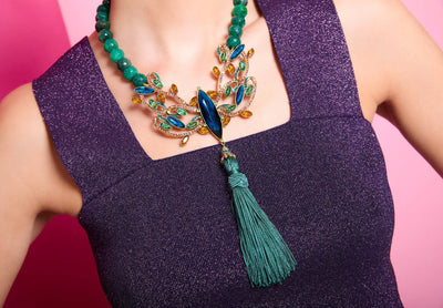 Heidi Daus®"Alluring Garden" Beaded Crystal Tassel Statement  Necklace