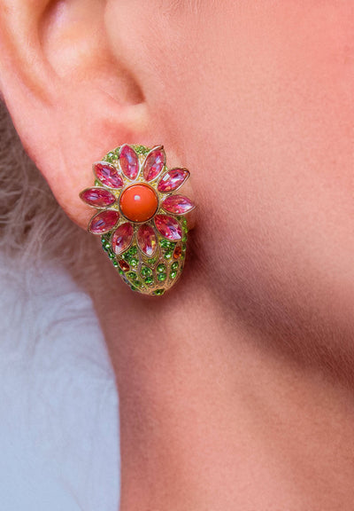 Heidi Daus®"Cersei Serpent" Beaded Crystal Snake Button Earrings