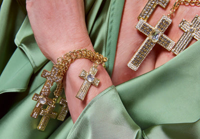 Heidi Daus®"Sheer Heaven" Crystal & Chain Cross Charm Toggle Necklace