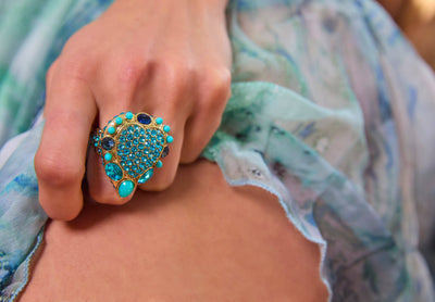 Heidi Daus®"Santa Fe" Beaded Crystal Heart Ring