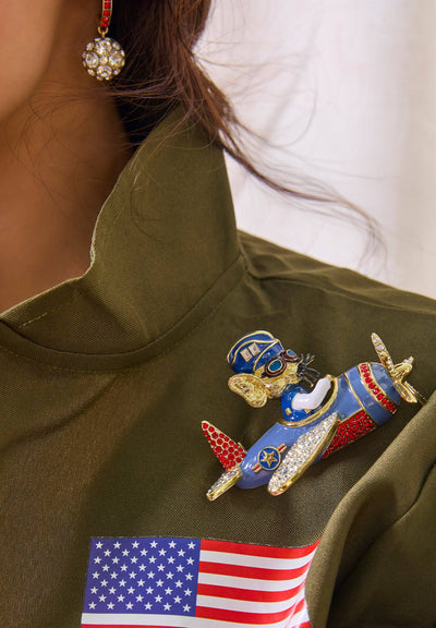 Heidi Daus® "Major Mouse"Crystal & Enamel Air Force Mouse Pin