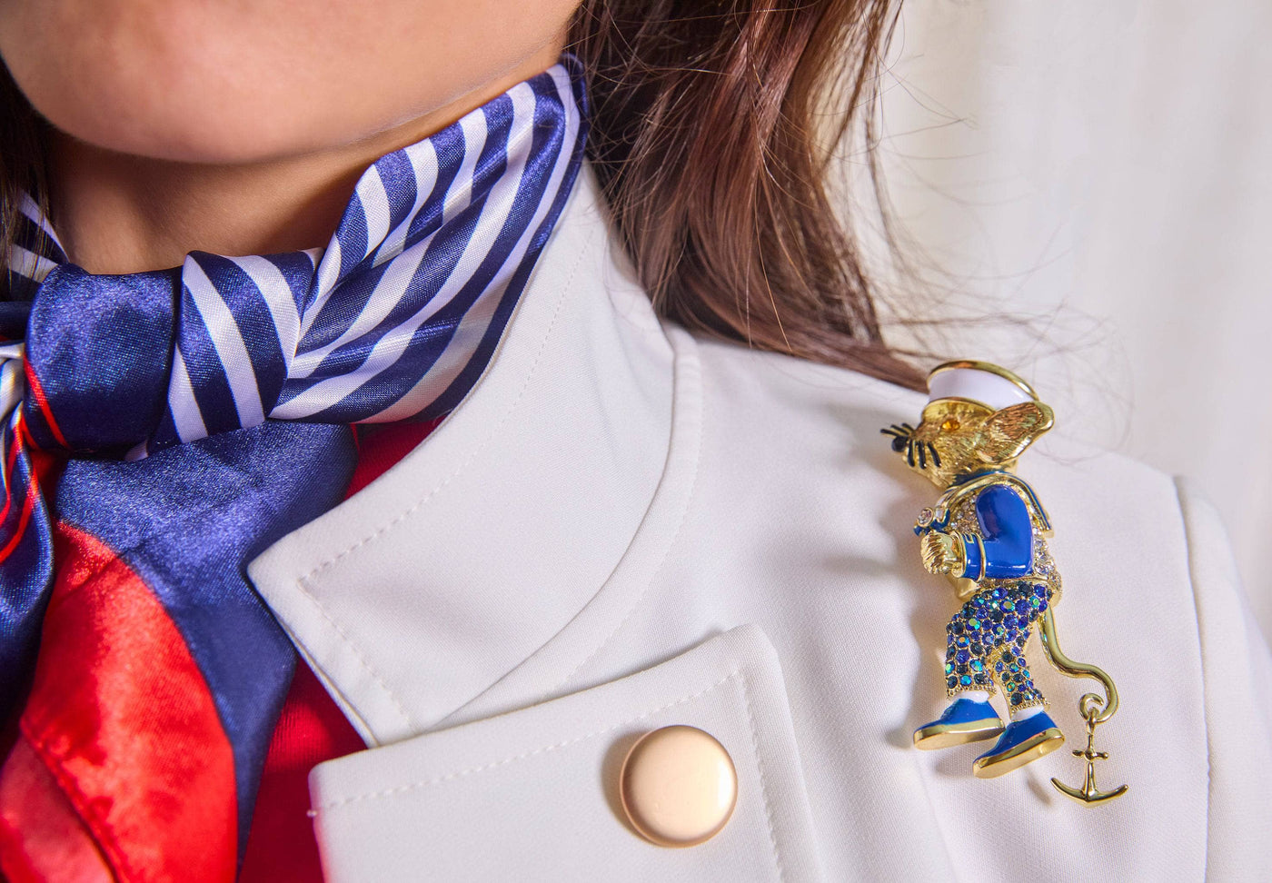 Heidi Daus®"Admiral Mouse" Crystal & Enamel Navy Mouse Pin