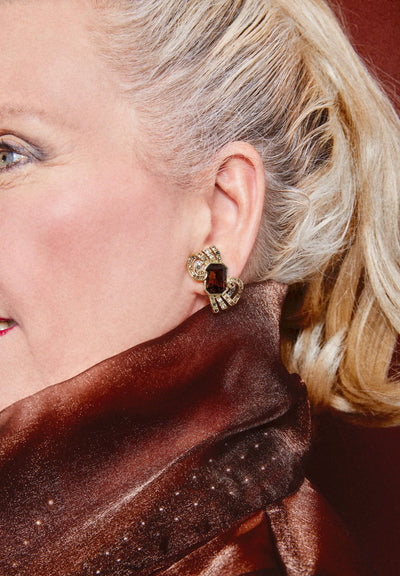 HEIDI DAUS®"French Ribbon" Crystal Bow Deco Button Earrings HEIDI DAUS®