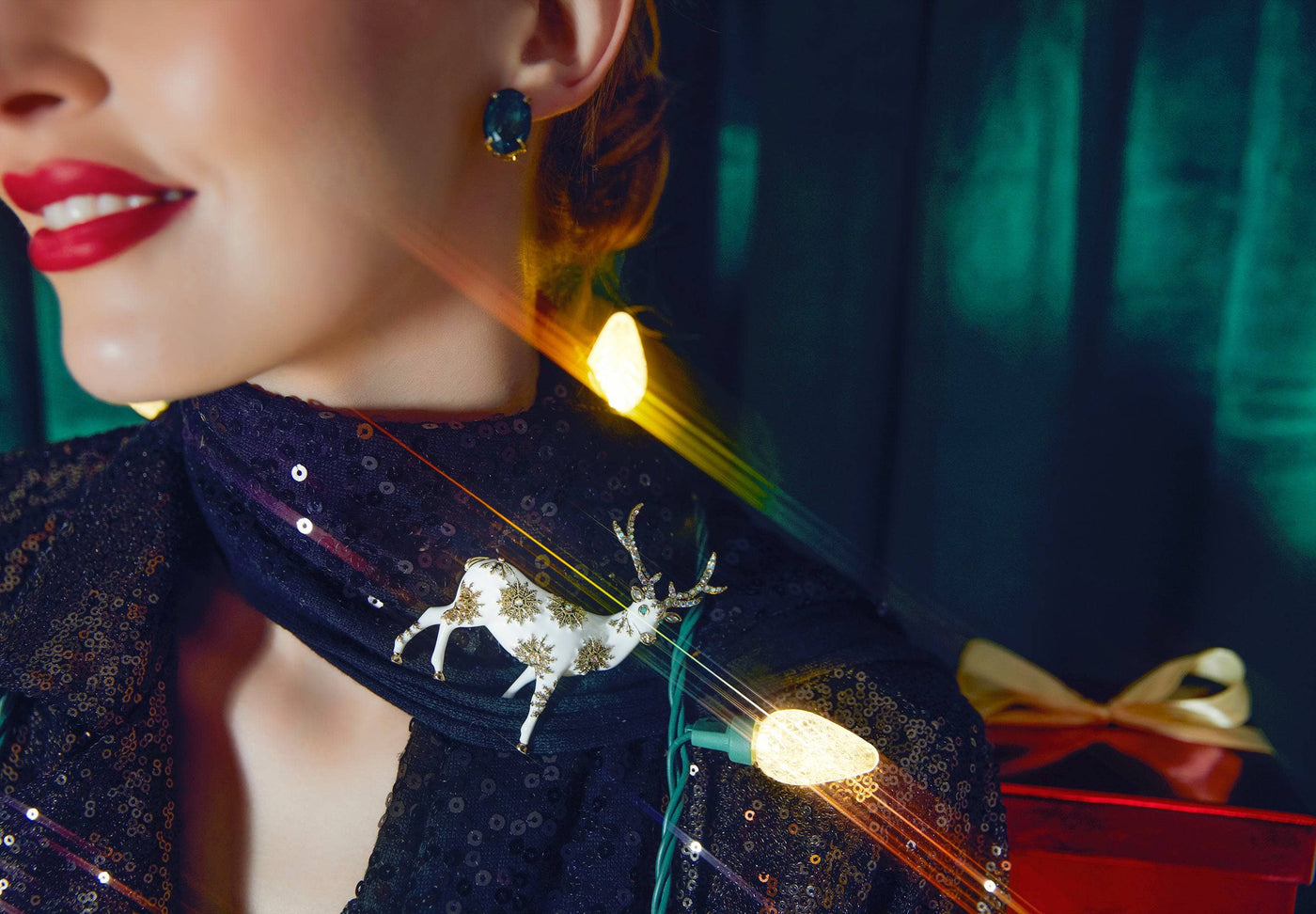 HEIDI DAUS®"Glitter Glitzen" Crystal & Enamel Reindeer Holiday Pin HEIDI DAUS®