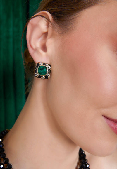 HEIDI DAUS®"Tempting Tigress" Enamel Crystal Button Earrings