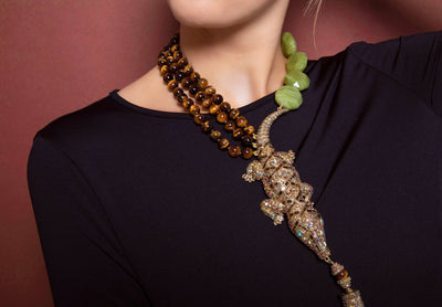 HEIDI DAUS®"Ali-Gorgeous" Beaded Crystal Tassel Alligator Necklace